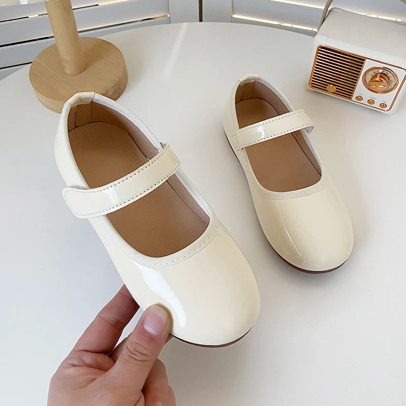 Girls Princess Patent Leather Flats – Soft Flexible Anti-Slip Casual Shoes, EU 27–36