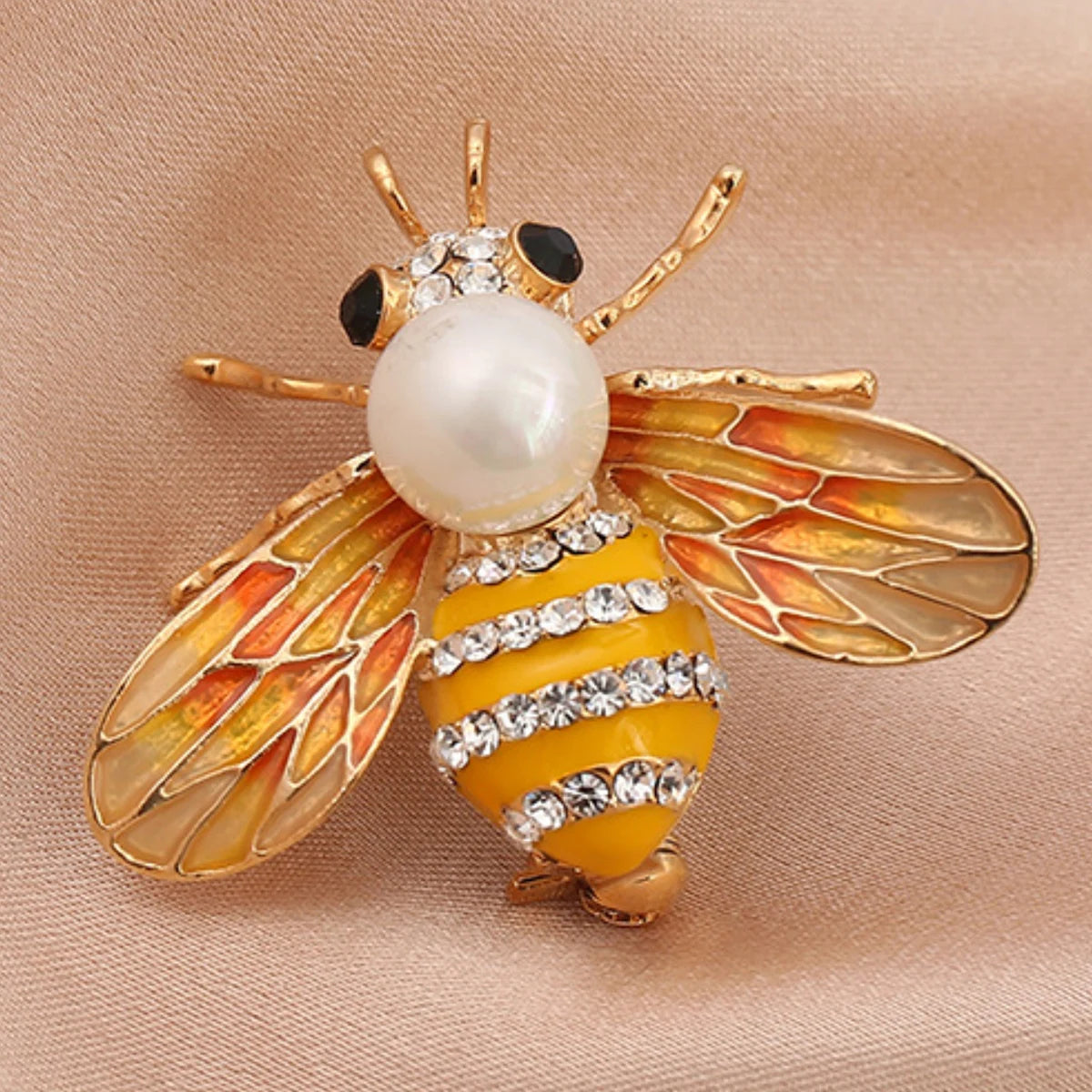 Women’s Bee Brooch Pin with Imitation Pearls & Rhinestones – Fashion Zinc Alloy Brooch for Parties, Weddings & Gifts (1-Pack)