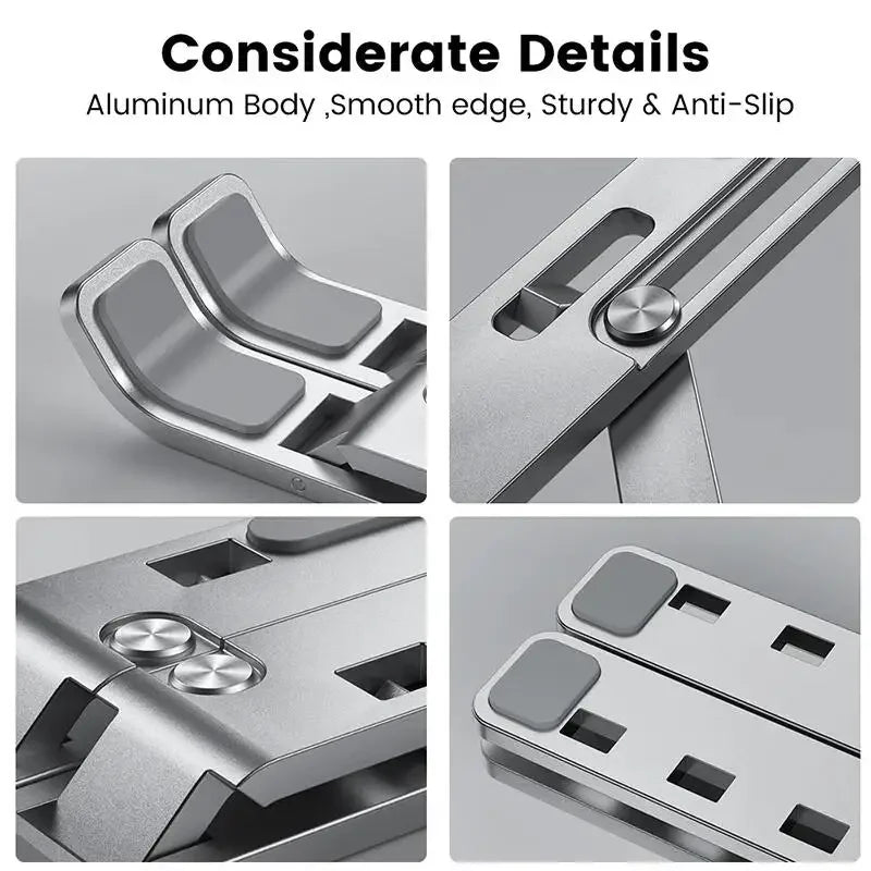 Portable Foldable Aluminum Laptop Stand – Adjustable Notebook Holder for MacBook Air/Pro & Laptops