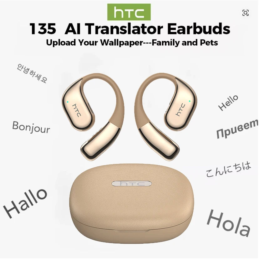 Bluetooth 6.0 Open-Ear Gaming Earbuds with AI Real-Time Translation, Surround Stereo Ear-Hook Sports Headphones for Running & Travel