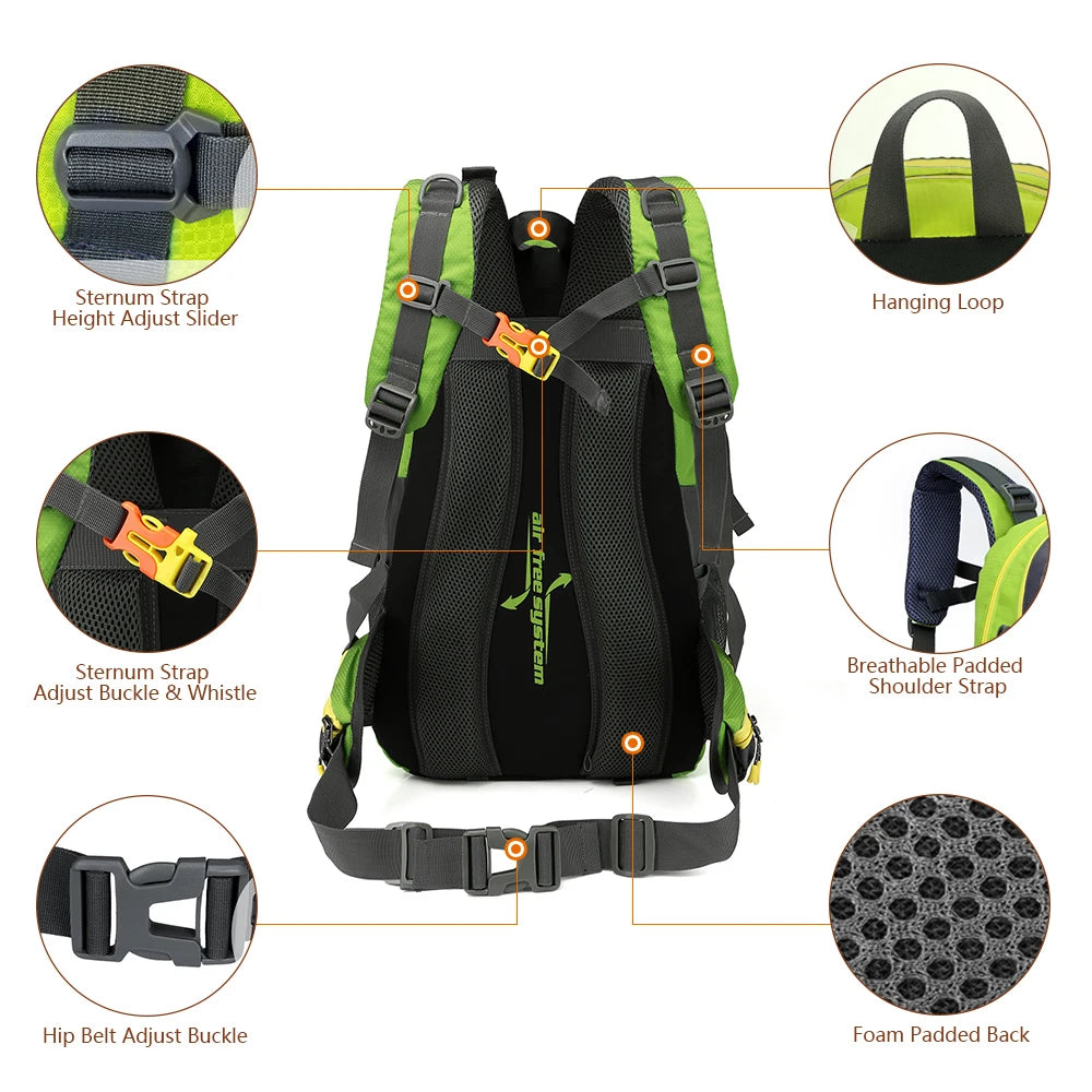 40L Water-Resistant Travel Backpack - Lightweight Hiking & Camping Daypack for Men and Women