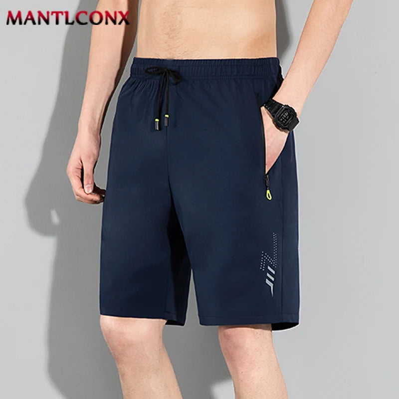 Men's Quick-Dry Athletic Shorts - Breathable Running and Gym Board Shorts with Zipper Pockets