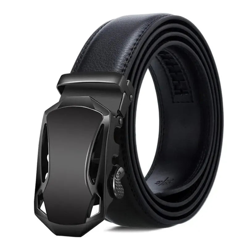 Men's PU Leather Belt with Metal Buckle — 3.5 cm (1.4 in) Wide Dress & Casual Belt for Jeans and Cargo Pants