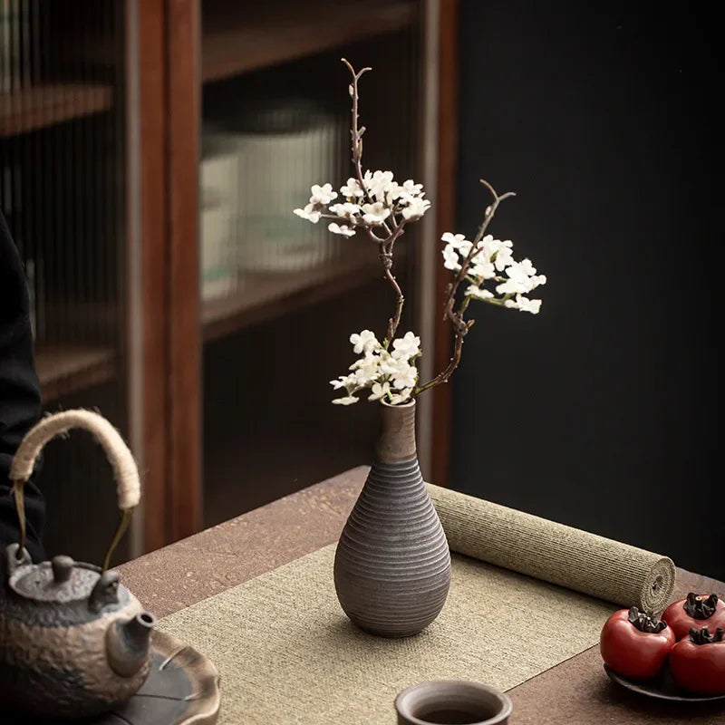 Handmade Antique Ceramic Vases - Modern Minimalist Tabletop Vase for Living Room, Shelf & Mantel