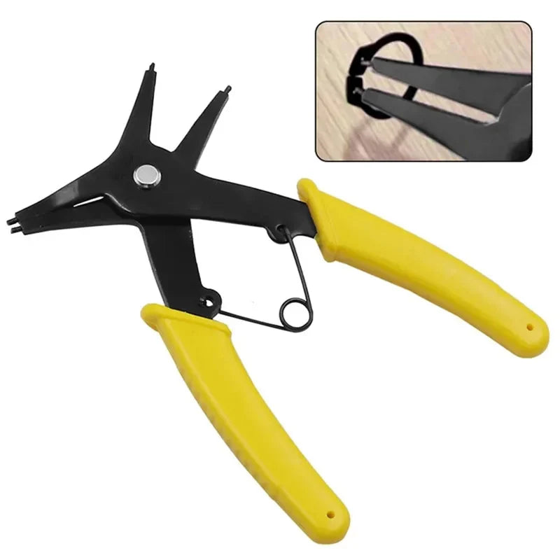 Dual-Purpose Internal External Circlip Pliers Spring-Loaded 2-in-1 Snap Ring Tool for 10–40 mm (0.39–1.57 in) Circlips