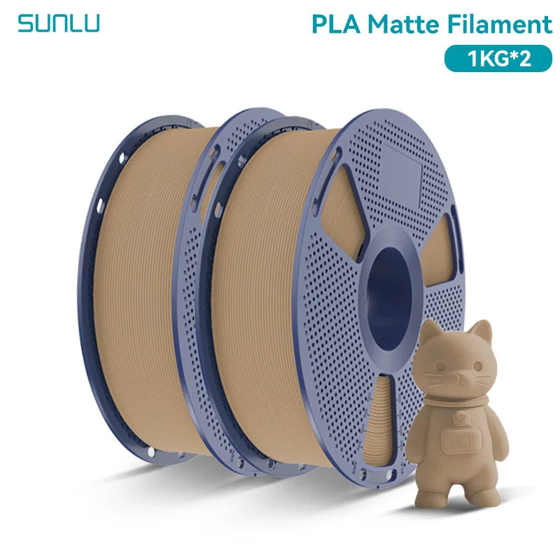 PLA Matte Filament 1.75mm 1kg Spool (2.2 lb) 2-Pack, Matte Finish Neatly Wound for FDM 3D Printers