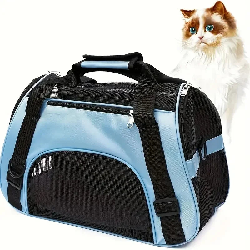Portable Soft-Sided Pet Carrier Bag – Breathable Mesh Travel Carrier for Cats, Dogs & Puppies (S/M/L)