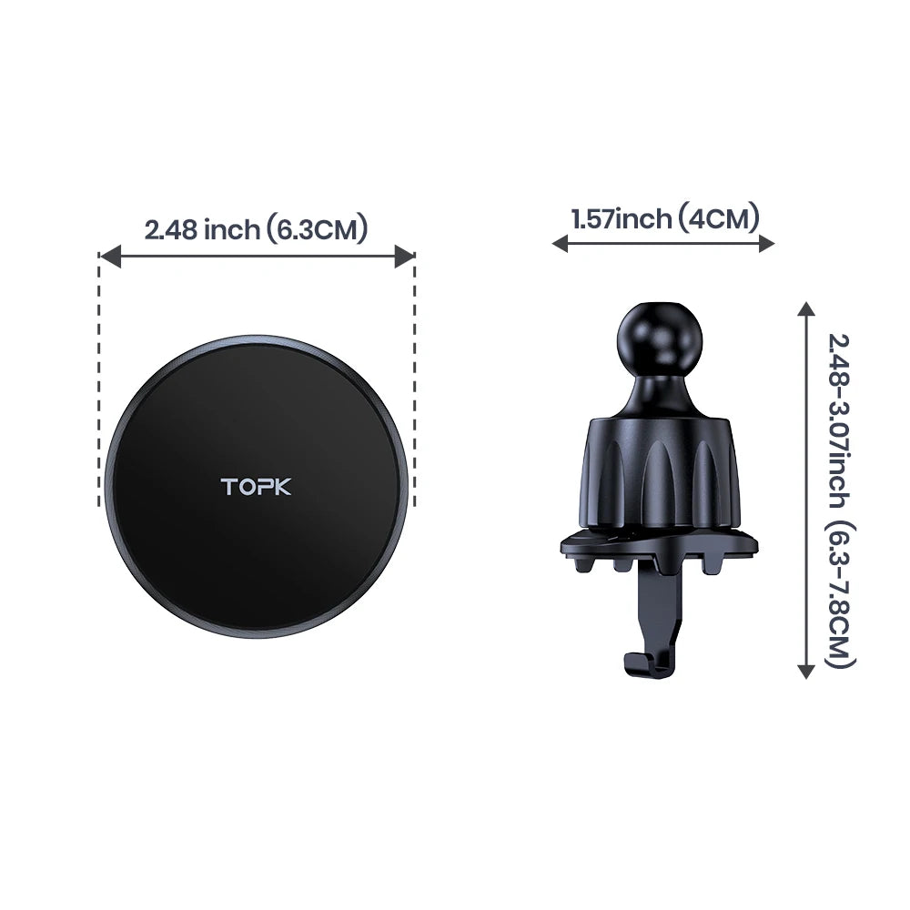 MagSafe Magnetic Car Phone Mount – Powerful 20-Magnet Grip, Adjustable Metal Hook Air Vent Mount, One-Hand Operation, Universal