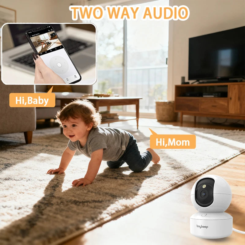 2K WiFi Pet Camera with Phone App — 360° Pan & Tilt Indoor Security & Baby Monitor, 2-Way Audio, Color Night Vision (5GHz/2.4GHz)