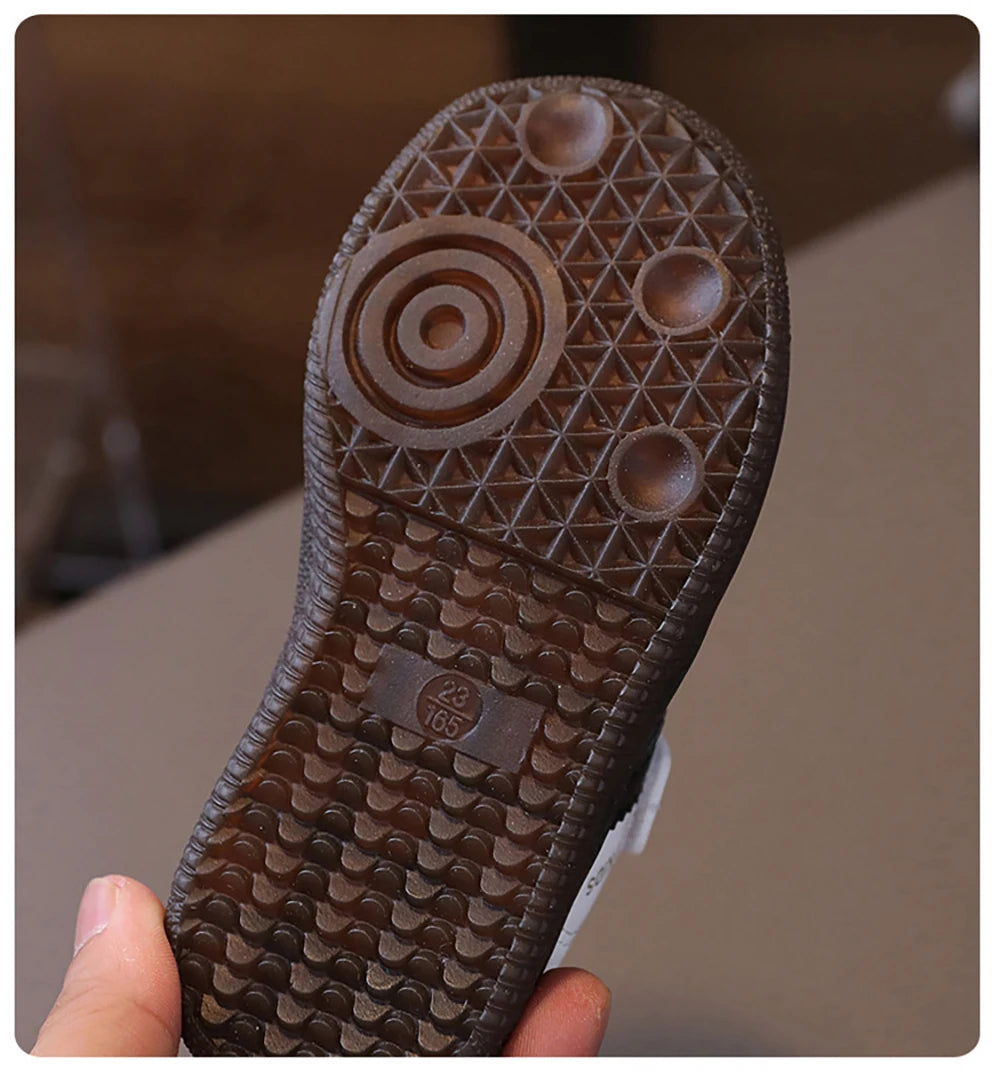 Kids PU Leather Sneakers - Lightweight Slip-On Velcro Soft-Sole, Anti-Slip Unisex Children’s Shoes