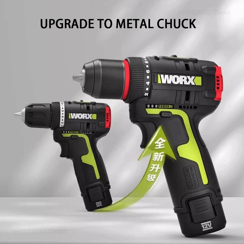 Cordless 12V Brushless Electric Screwdriver Drill 40 N·m 10mm (3/8in) Chuck 2.0Ah Lithium Battery for Home DIY & Metalworking