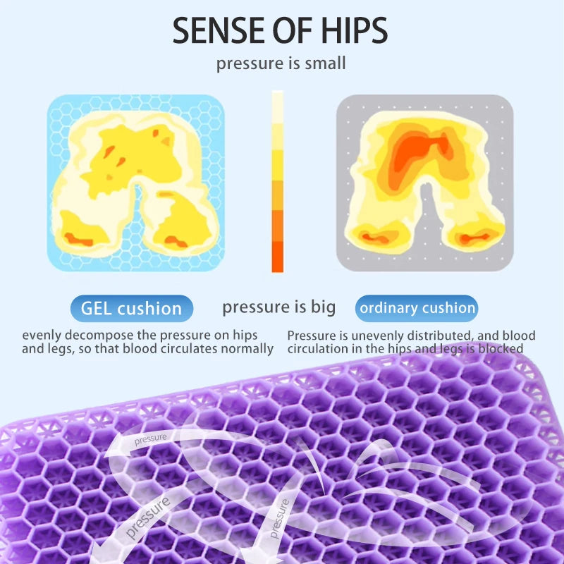 Gel Seat Cushion Honeycomb Breathable Cooling Coccyx Pillow for Tailbone Pain Relief for Office, Car & Wheelchair