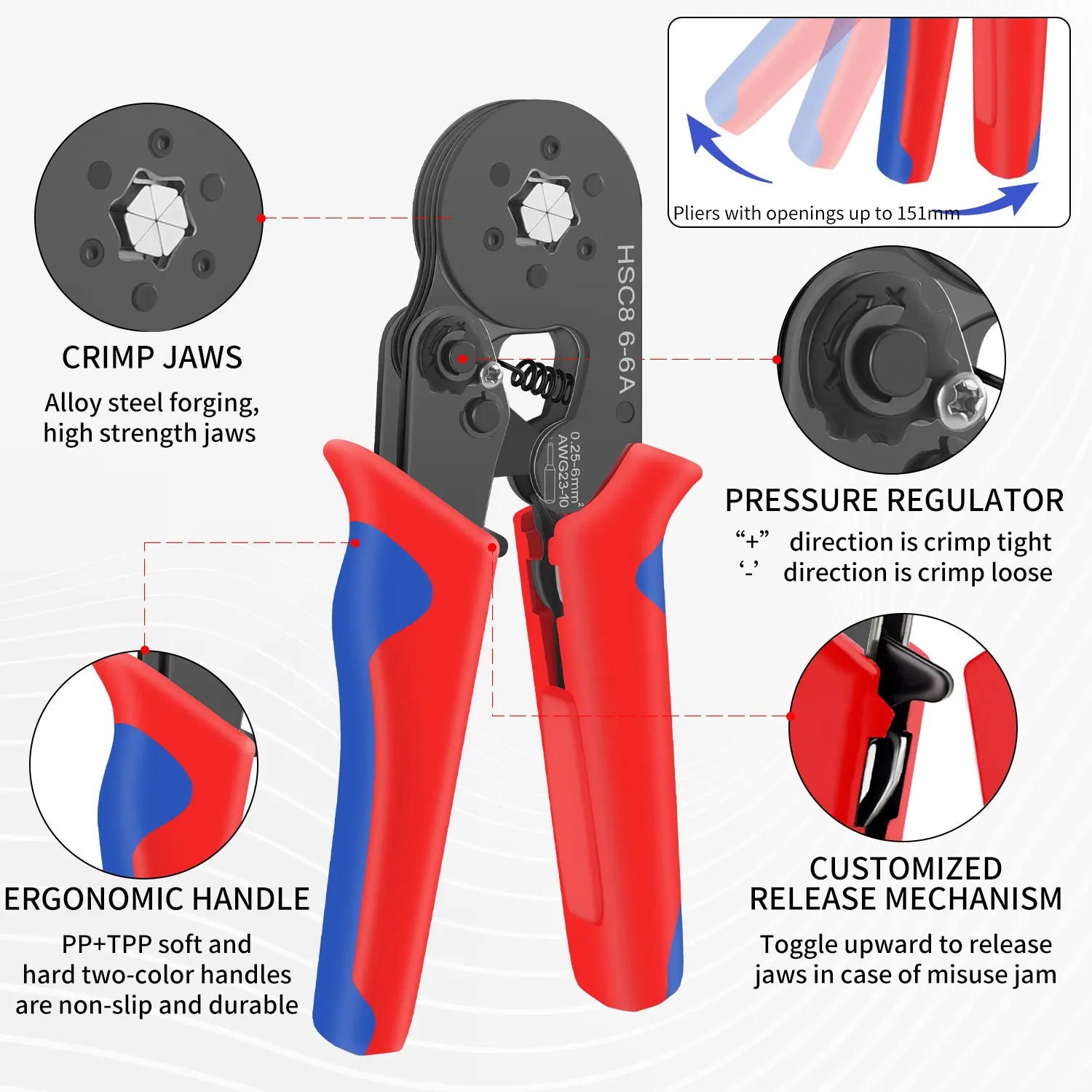 Ferrule Crimping Pliers – Mini Wire End Crimper for Tube Terminals, Carbon Steel Electrical Repair Tool