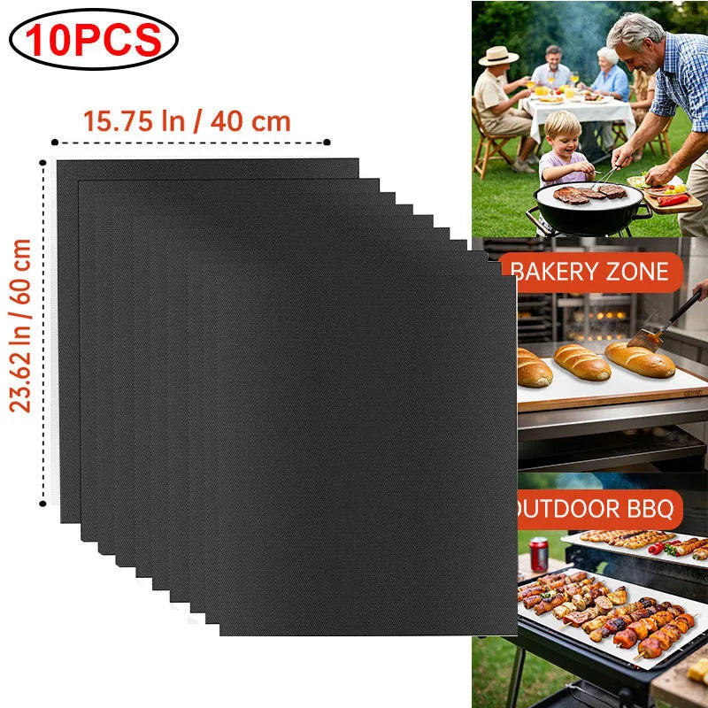 Reusable Non-Stick PTFE Grill & Oven Liner Mat — Heat-Resistant Baking & BBQ Mat