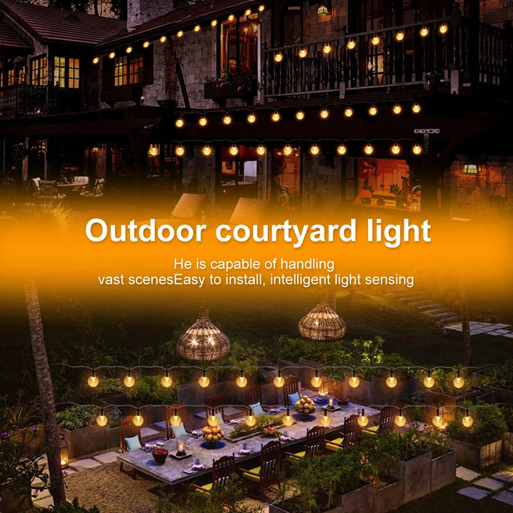 Solar Bubble Ball String Lights - Outdoor Waterproof 100/150 LED, 8 Lighting Modes for Garden Wedding Party Décor