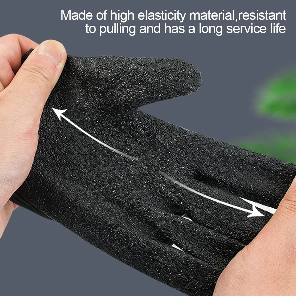 Waterproof Anti-Cut Fishing Gloves - Full-Finger Non-Slip Latex Grip with Waist Hook (Left/Right)