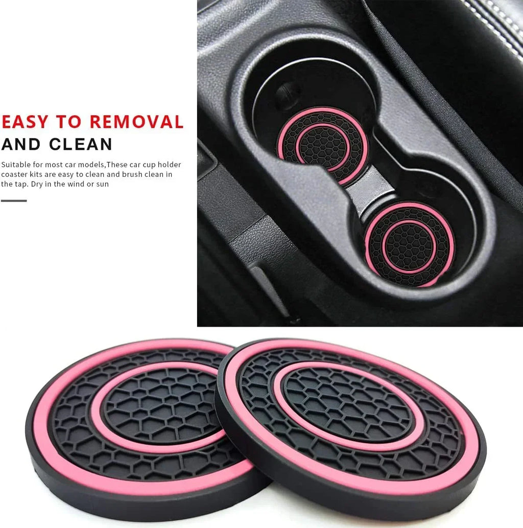 2-Piece Universal Anti-Slip Car Cup Holder Coasters, Dustproof Durable Interior Protectors