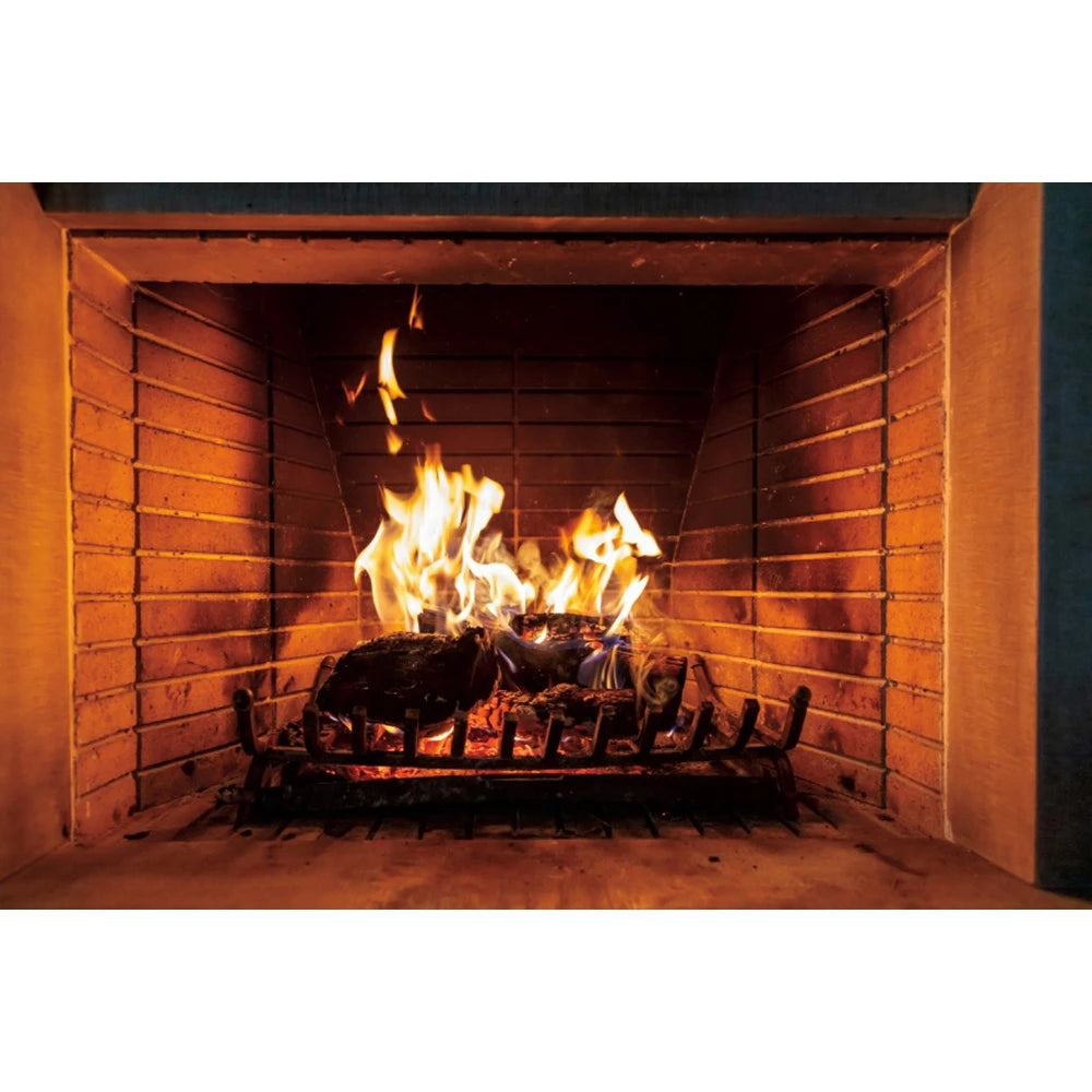 Christmas Fireplace Photography Backdrop - Burning Firewood Flame Brick Wall Photo Studio Background