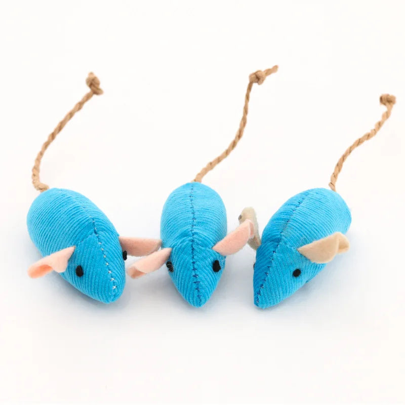 3–200 Pack Rattle Cat Mouse Toys – Prefilled Catnip Faux Fur Interactive Cat Toys for Cats