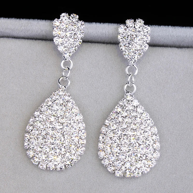 Gold Bridal Drop Earrings with Simulated Pearls & Crystal Rhinestones — 6 cm (2.36 in) Dangle Statement Earrings for Wedding & Bridesmaids