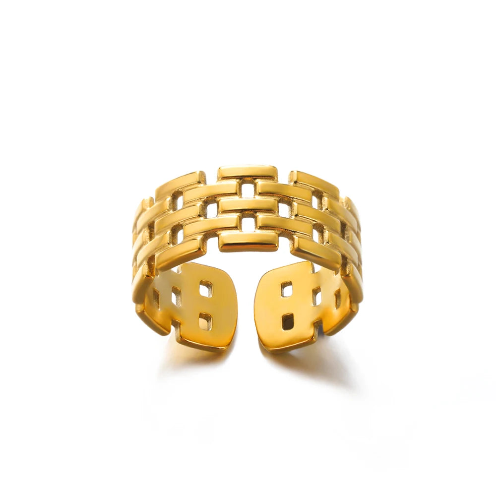 316L Stainless Steel Gold-Tone Women's Ring – Hypoallergenic Classic Tension-Set Wedding & Couple Ring