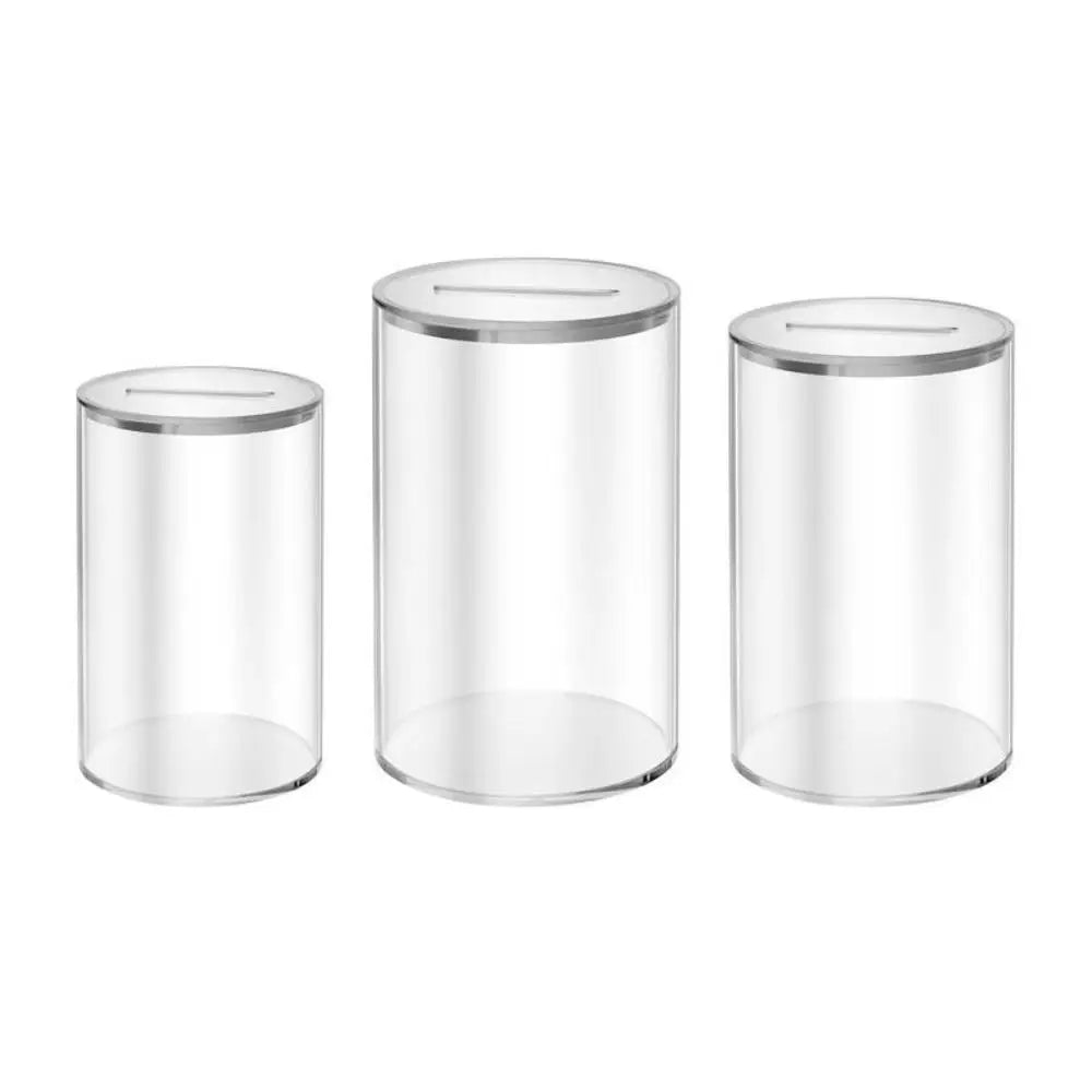Acrylic Clear Coin Bank – Money Saving Box & Change Jar for Kids & Adults, 3 Sizes (2.76–5.91 in / 7–15 cm)