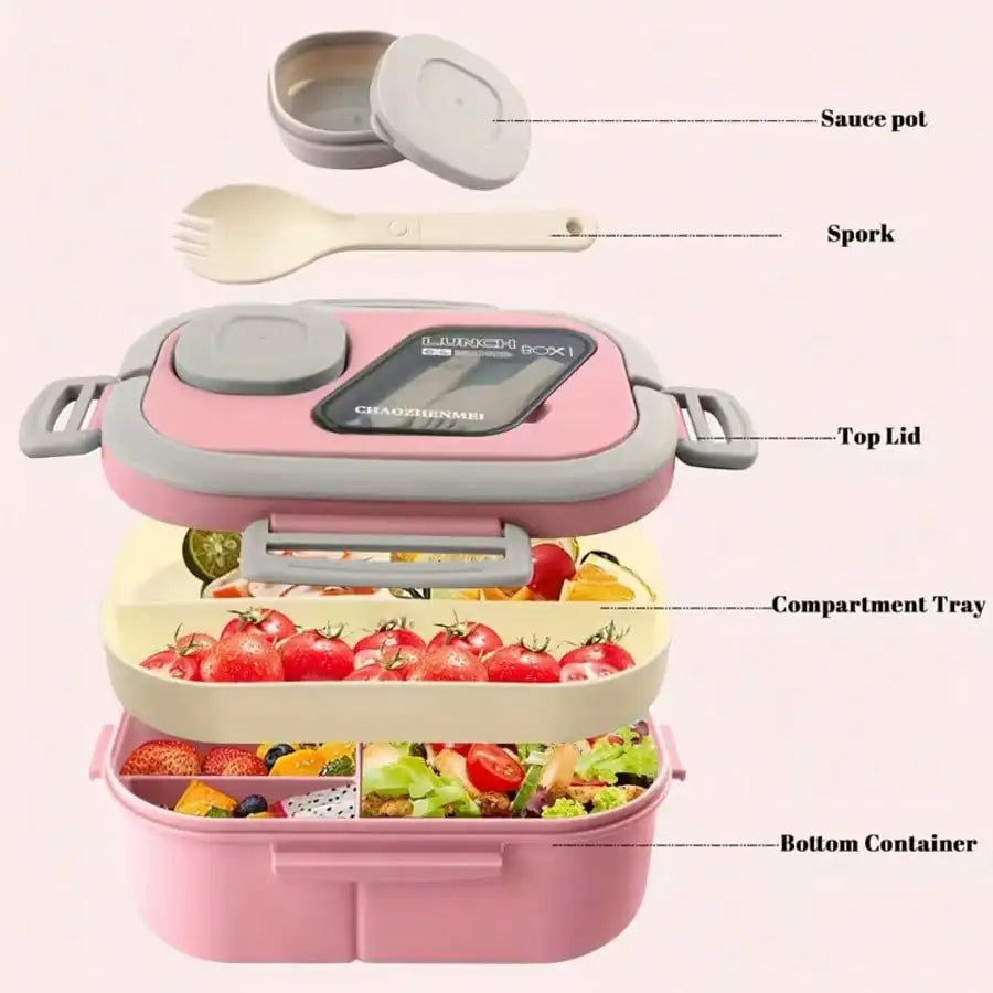 Double-Layer Multi-Compartment Lunch Box Set with Cup & Portable Lunch Bag – Bento Food Storage for School, Office, Picnic