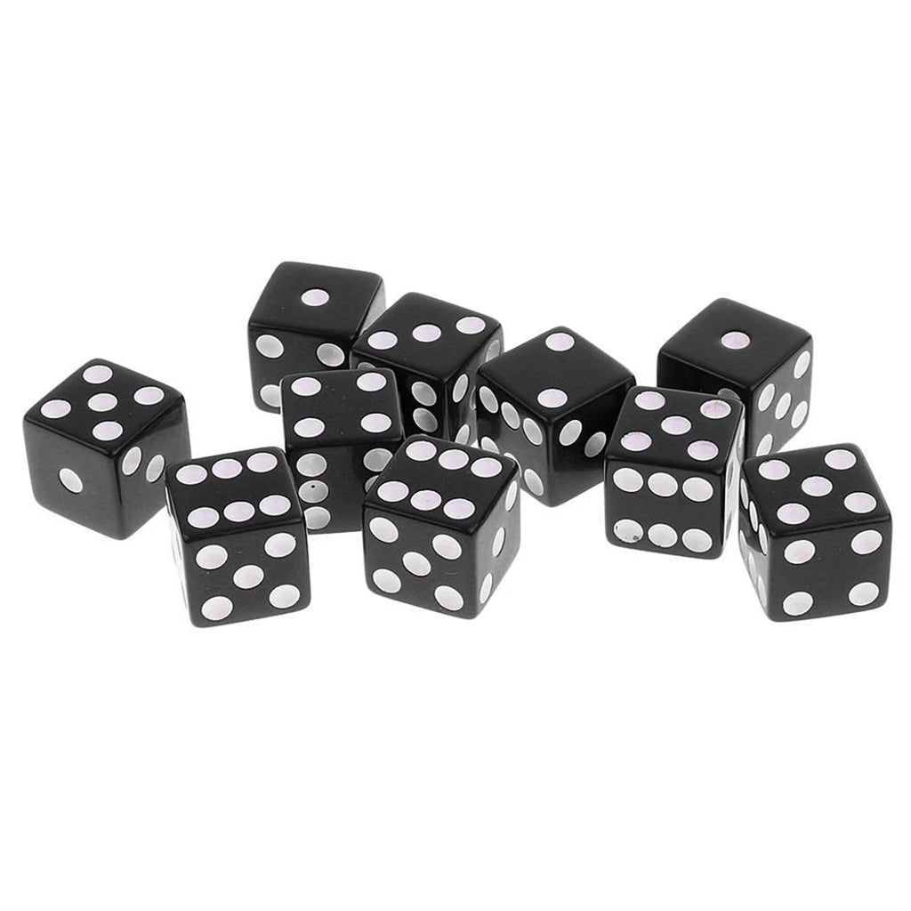10-Piece Acrylic D6 Dice Set 16mm (0.63 in) – Carved Six-Sided Game Dice for RPG, Dungeons & Dragons & Board Games