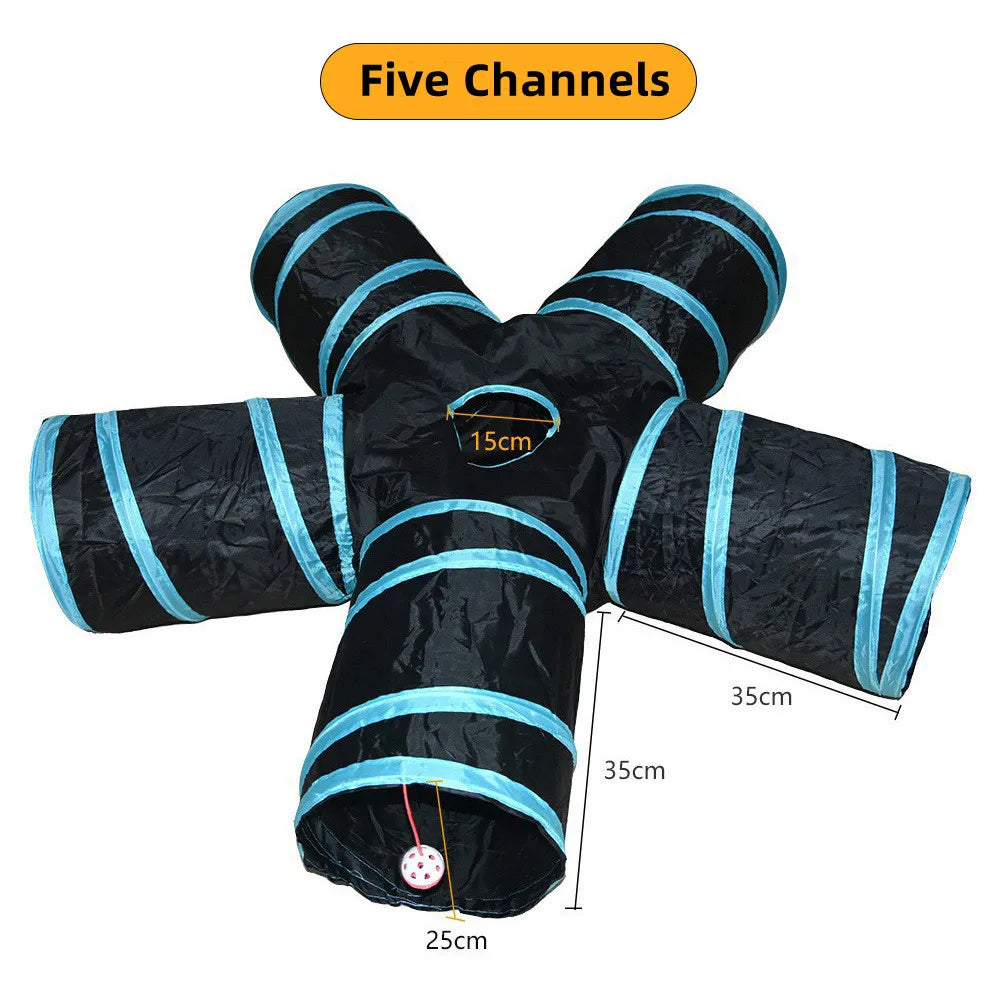 Foldable S-Shaped Cat Tunnel – Collapsible Play Tunnel for Cats, Rabbits & Small Pets, Interactive Crinkle Toy for Indoor Play