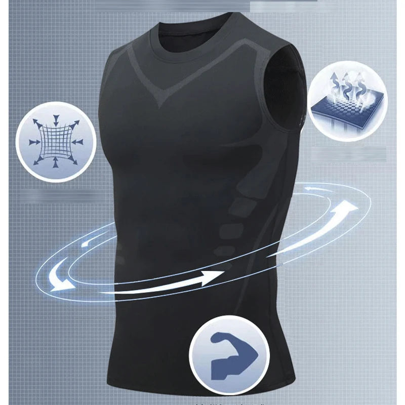 Men's Sci-Fi Print Quick-Dry Tank Top Vest - Black V-Neck Athletic Beach & Gym