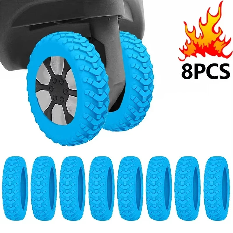 8-Pack Silicone Luggage Wheel Covers – 5 cm (2.0 in) Noise-Reducing Suitcase Caster Protectors