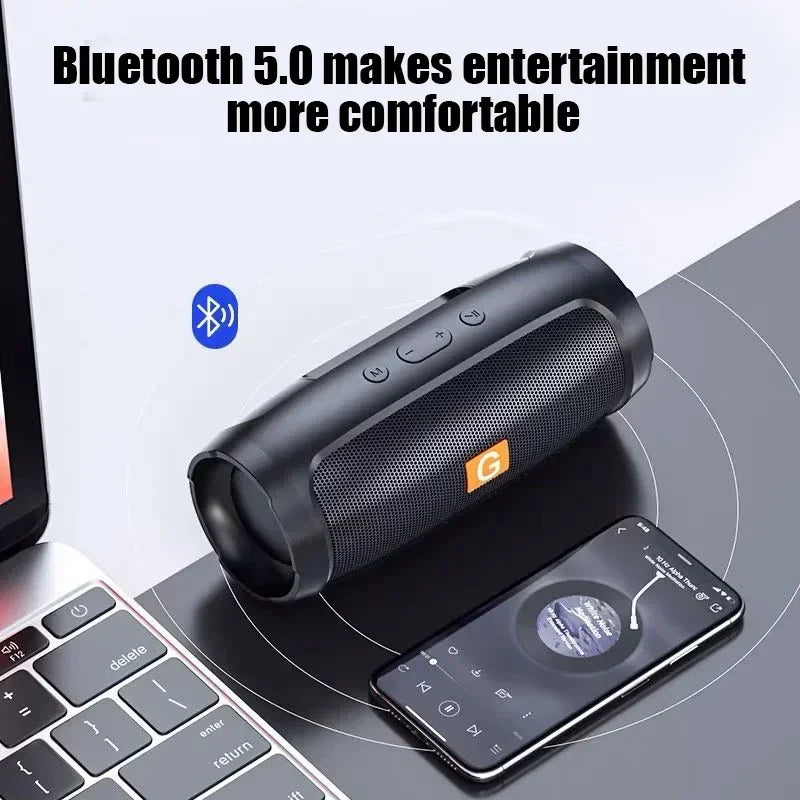 Portable Bluetooth 5.0 Subwoofer Speaker — Wireless Outdoor Stereo with FM Radio, TF Card & USB, Rechargeable