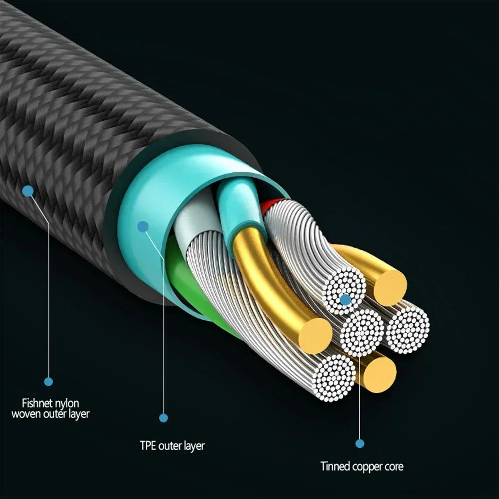 40W 5A USB-A to USB-C Fast Charging Braided Cable 90 Degree Elbow PD Quick Charge for iPhone Samsung Xiaomi Huawei