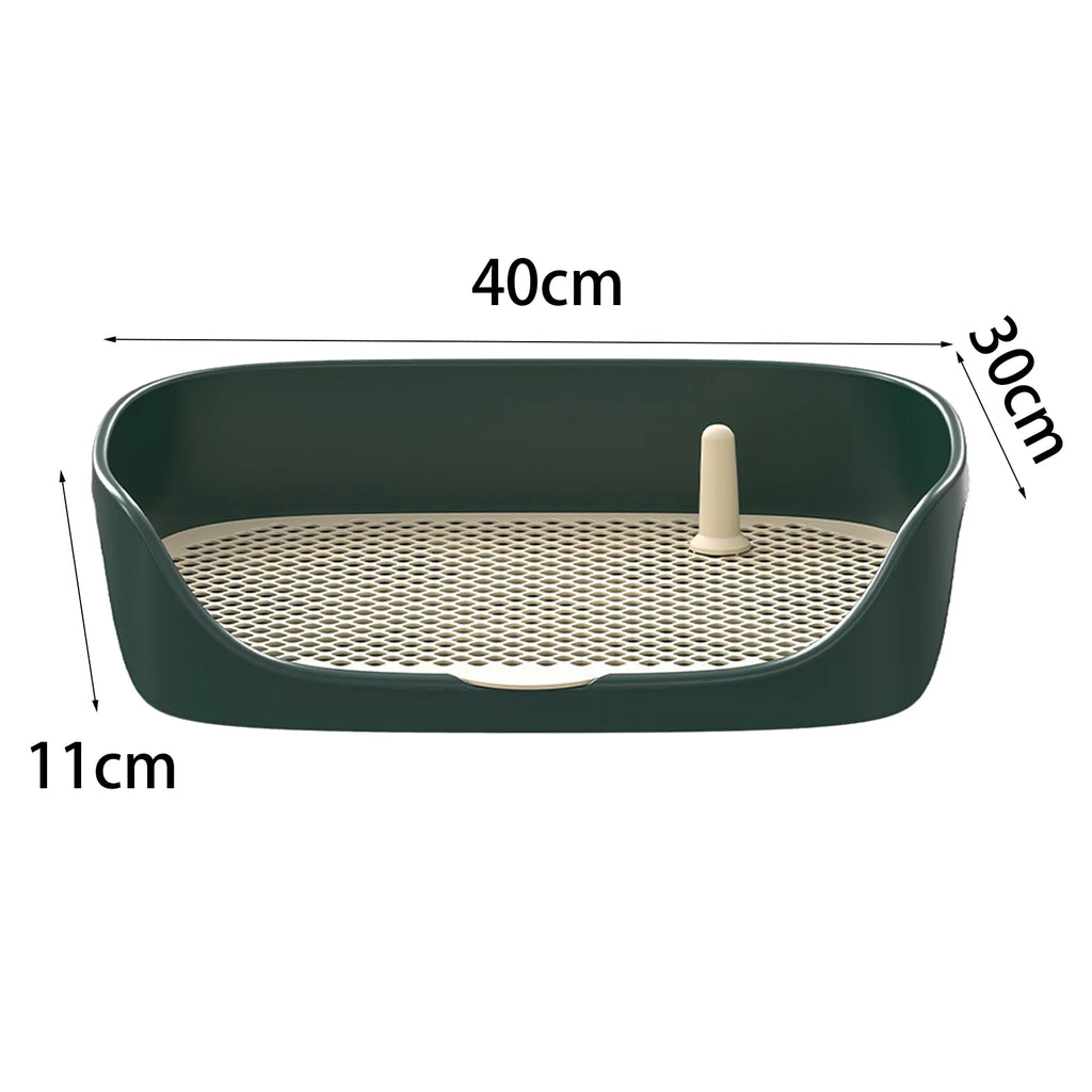 Portable Dog & Cat Training Potty with Splash Guard 15.75 x 11.81 x 4.33 in (40 x 30 x 11 cm) - Indoor/Outdoor Litter Box Trainer, Non-Slip Detachable Grid