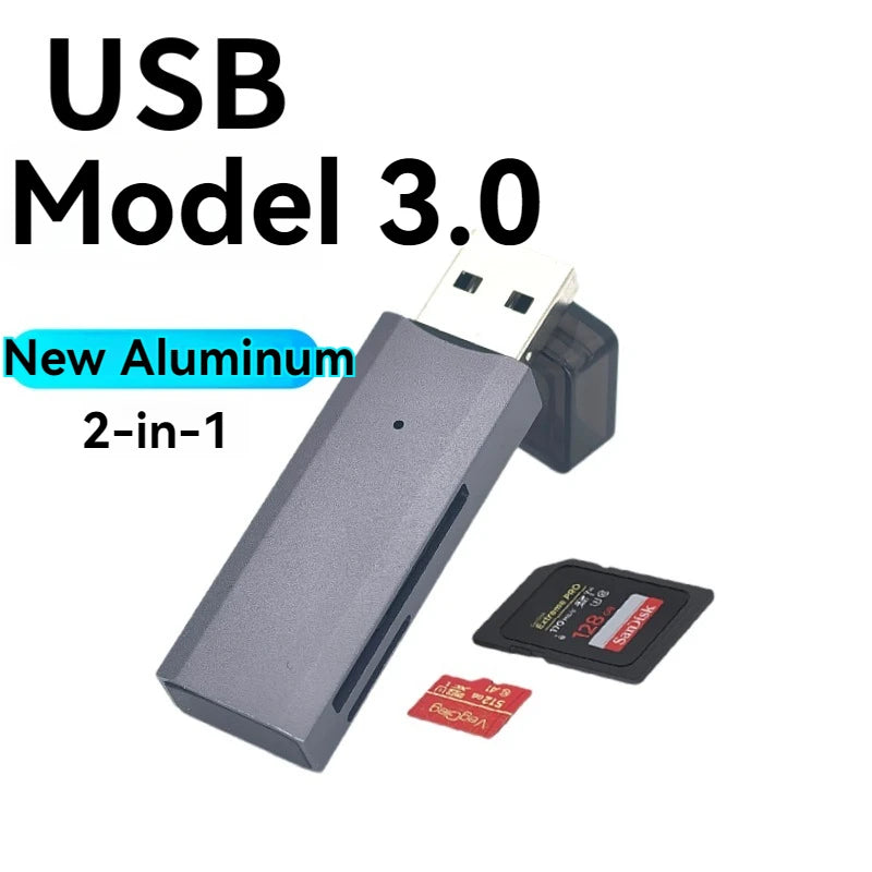 USB 3.0 2-in-1 Multi-Function Card Reader Micro SD TF & USB Flash Drive Adapter for PC Laptop