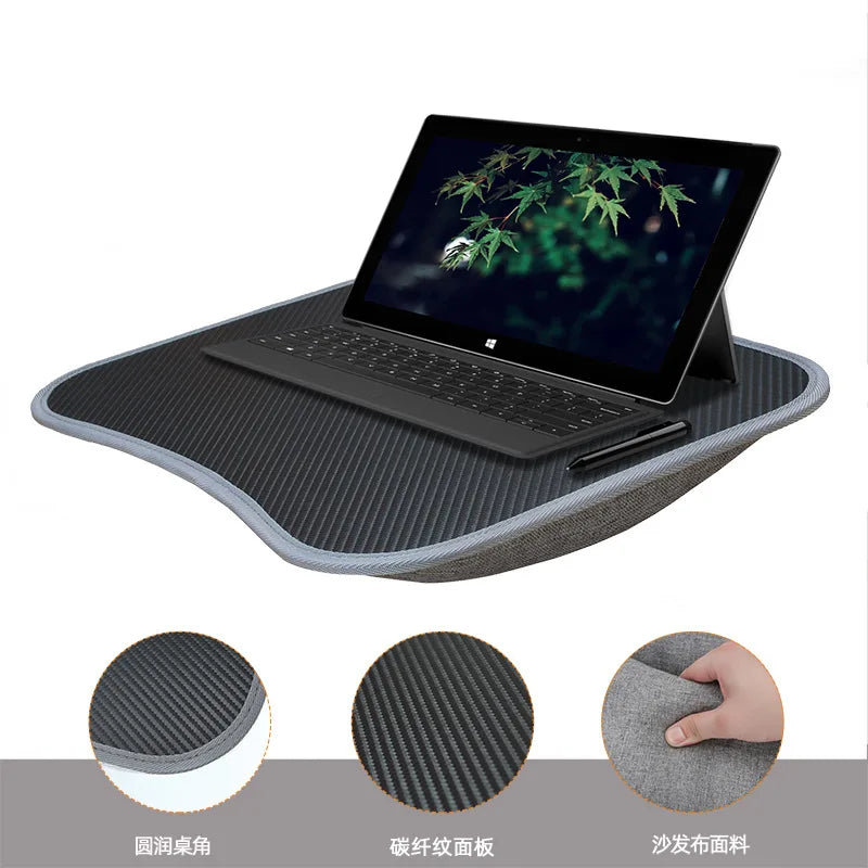 Portable Foam-Filled Lap Desk Pillow for Laptop & Tablet — Bed and Sofa Computer Table with Handle