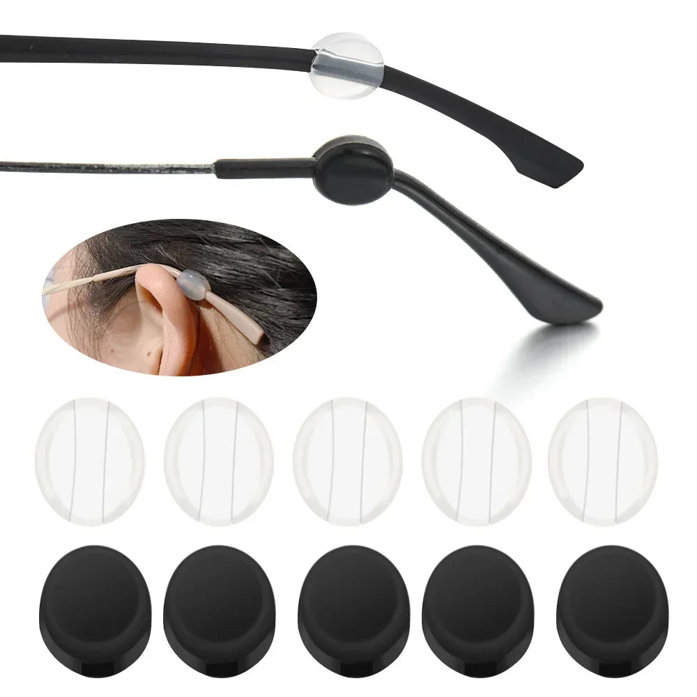 Invisible Silicone Ear Hooks for Glasses - Anti-Slip Temple Tips, Lightweight Non-Slip Grips