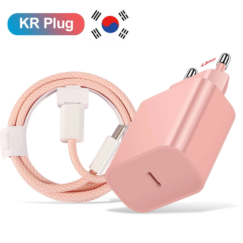 20W USB-C PD Fast Charger with USB-C Cable — 1-Port Wall Adapter for iPhone 15, Samsung S23 Ultra, Xiaomi Redmi Note 12