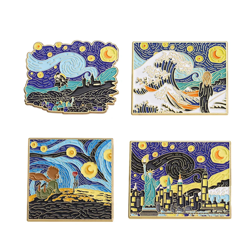 3–5 Piece Enamel Pin Set – Tarot Cards, Night Sky & Black Cat Lapel Pins | Punk Gothic Brooches Gift
