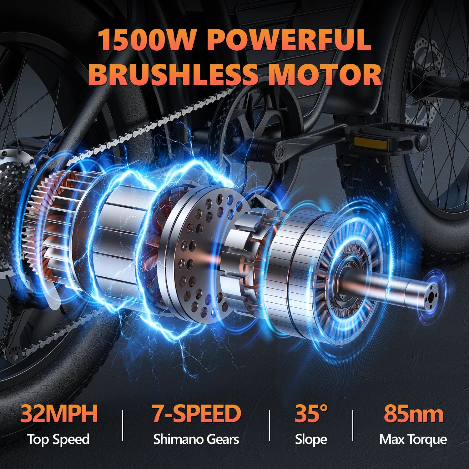 1500W 48V 23Ah Electric Mountain Bike - 20-Inch (50.8 cm) Fat Tire Adult Off-Road E-Bike, Brushless Motor, Long-Range Battery
