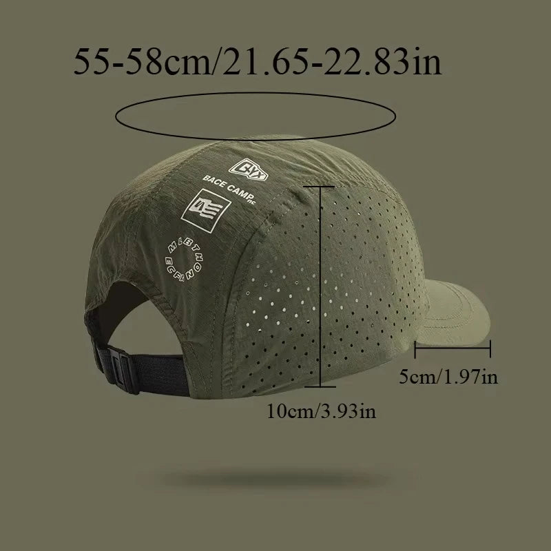 Breathable Unisex Baseball Cap Adjustable (56-60 cm / 22–23.6 in) Quick-Dry Sun Protection Hat for Hiking Golf Camping