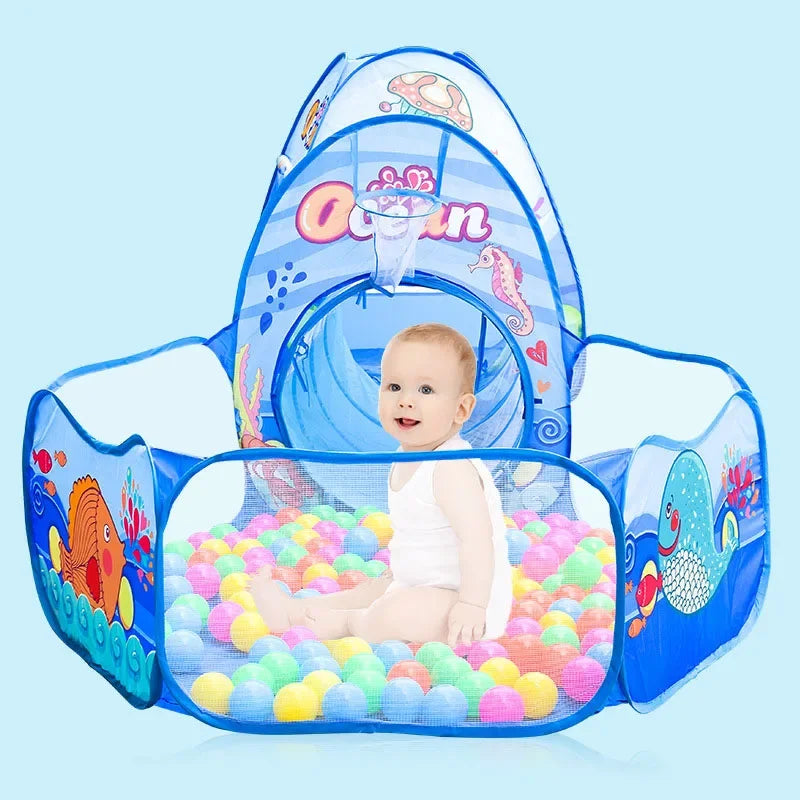 3-in-1 Kids Play Tent & Ball Pit with Crawl Tunnel — Portable Foldable Playpen for Ages 3–6
