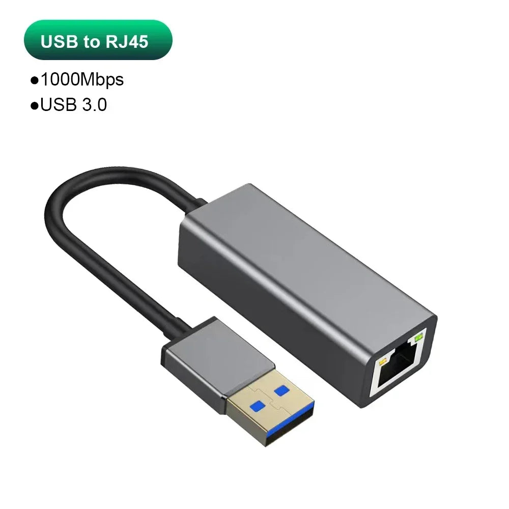 USB-C Gigabit Ethernet Adapter (USB 3.0) RJ45 Network Adapter - Plug & Play for MacBook, Windows, Linux, iPad, Android