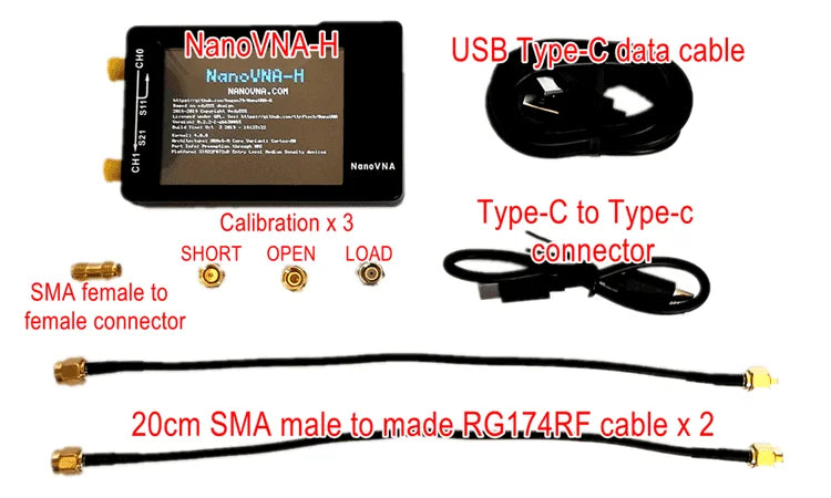2.8 in (71 mm) 1.5 GHz Vector Network Analyzer HF VHF UHF Antenna Analyzer with MicroSD & USB-C