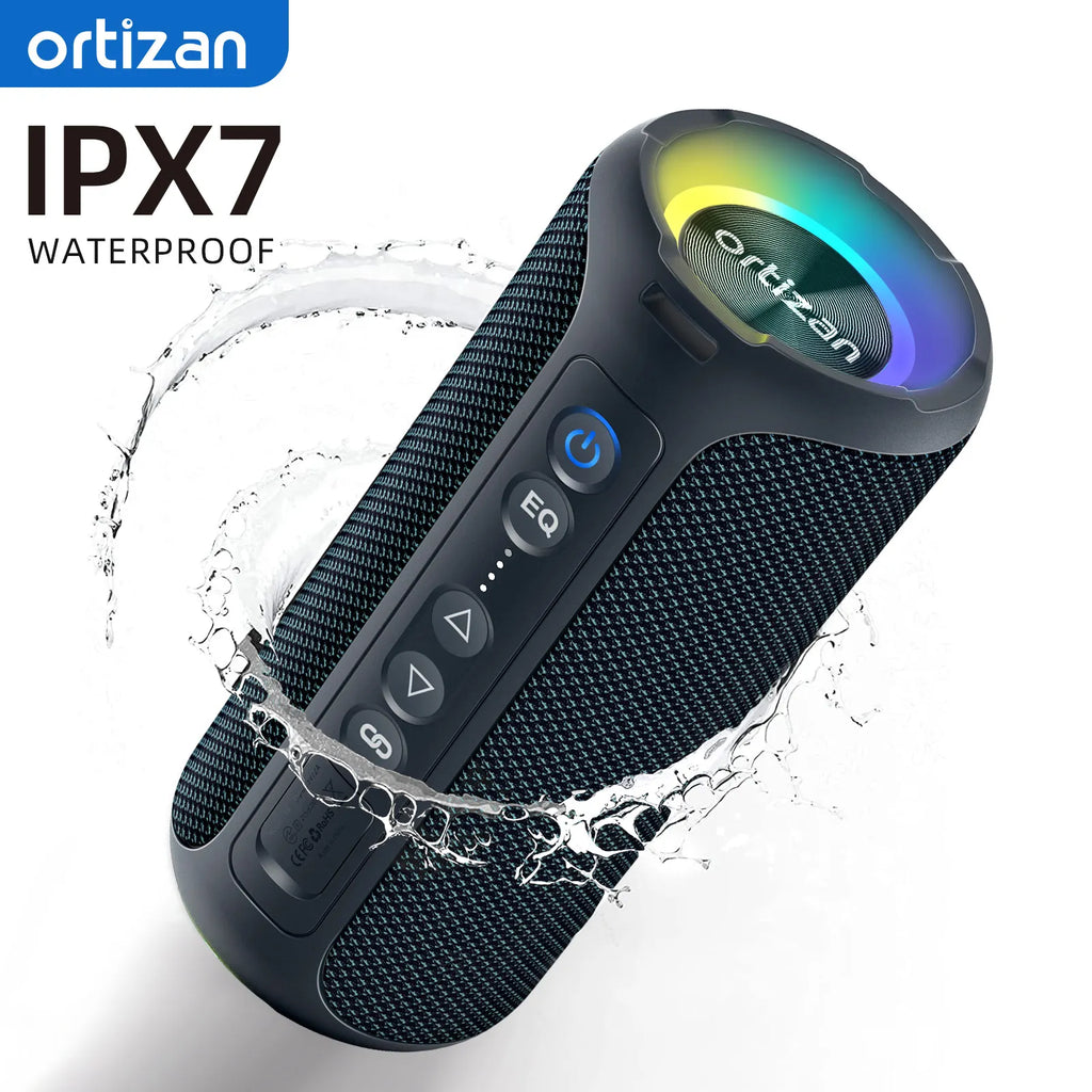 40W Portable Bluetooth Speaker — Bluetooth 5.3, IPX7 Waterproof, Deep Bass, LED Lights, 6600mAh Battery, TWS, AUX/TF