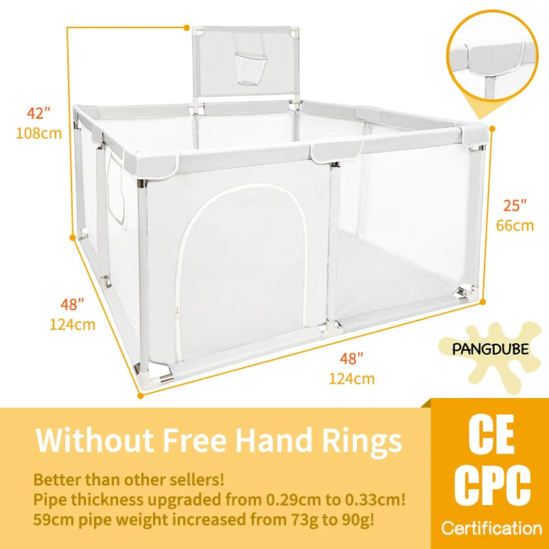 Large Baby Playpen & Ball Pit - Indoor Kids Play Area Safety Fence, 128 × 188 × 66 cm (50.4 × 74 × 26 in) - Ages 6 Months to 6 Years