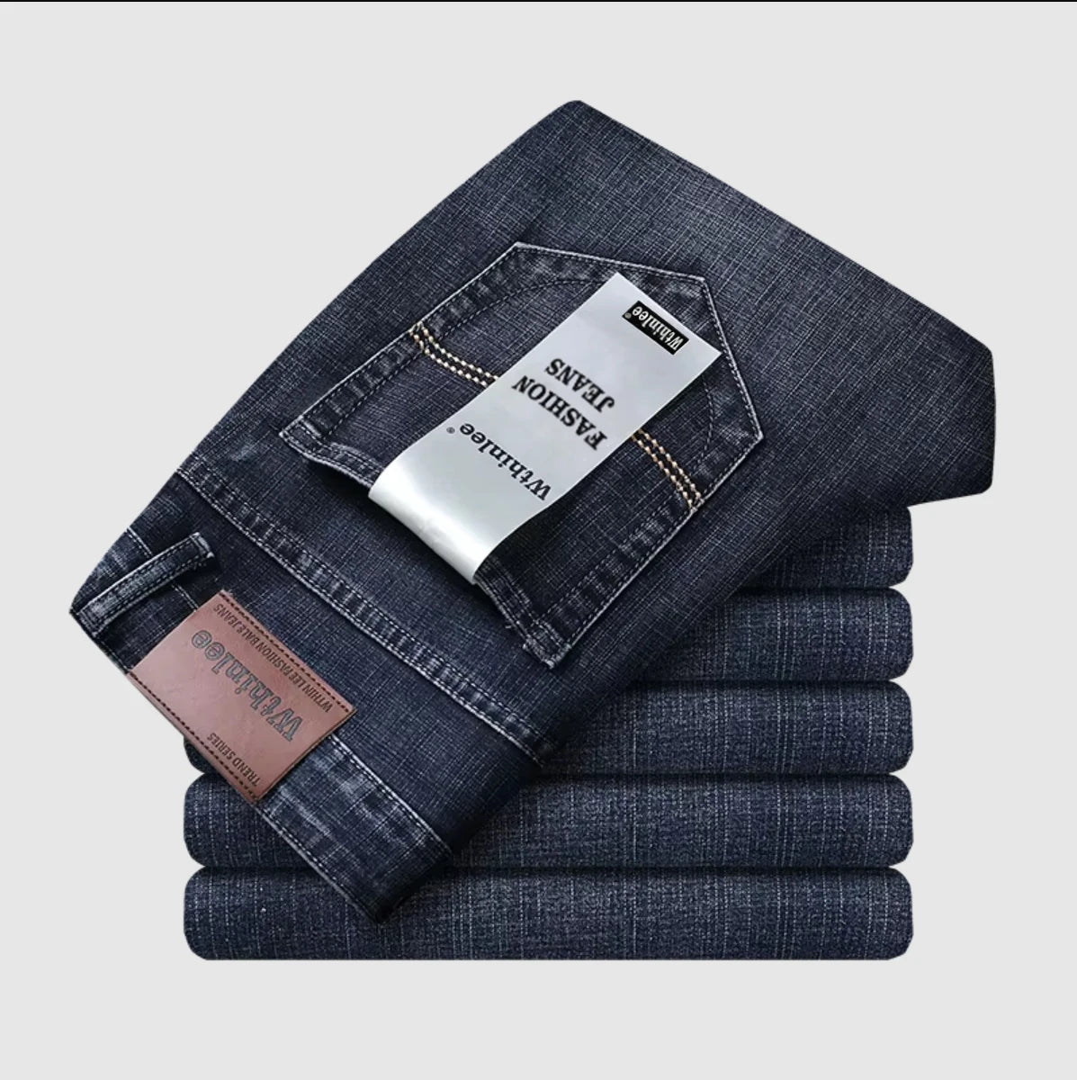Men's Slim Straight Stretch Denim Jeans – Classic Blue-Black Casual & Work Trousers