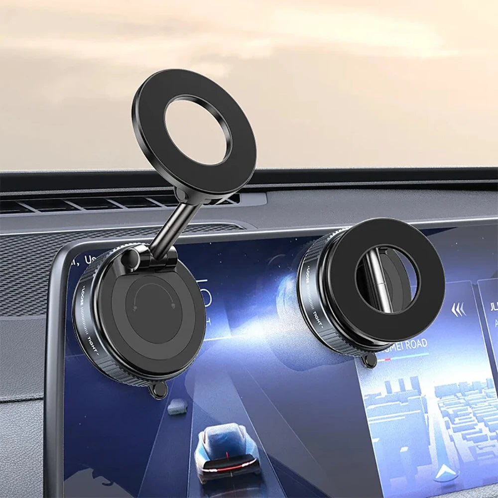 Magnetic Car Phone Holder - Foldable 360° Rotating Suction Mount for 4.7-inch+ Smartphones, Universal Car/Desk/Bathroom Stand
