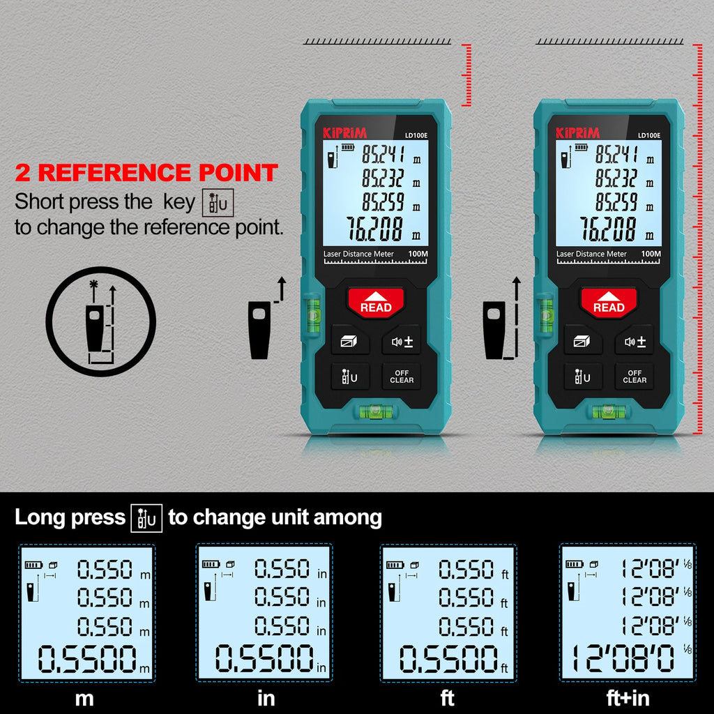 Mini Laser Rangefinder 50m / 70m / 100m (164ft / 229ft / 328ft) Portable Laser Distance Meter, High Accuracy ±2mm, Backlit