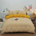 100% Cotton Plaid Stripe Duvet Cover Set - 3-Piece Breathable Washed Twill Bedding (1 Duvet Cover + 2 Pillowcases)